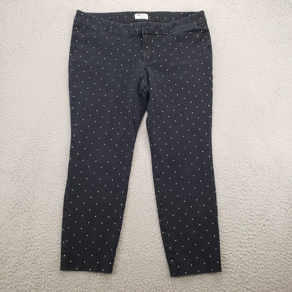 Old Navy Pants‎ Womens 14 Black Polkadot The Diva Mid Rise Tapered Leg Pockets